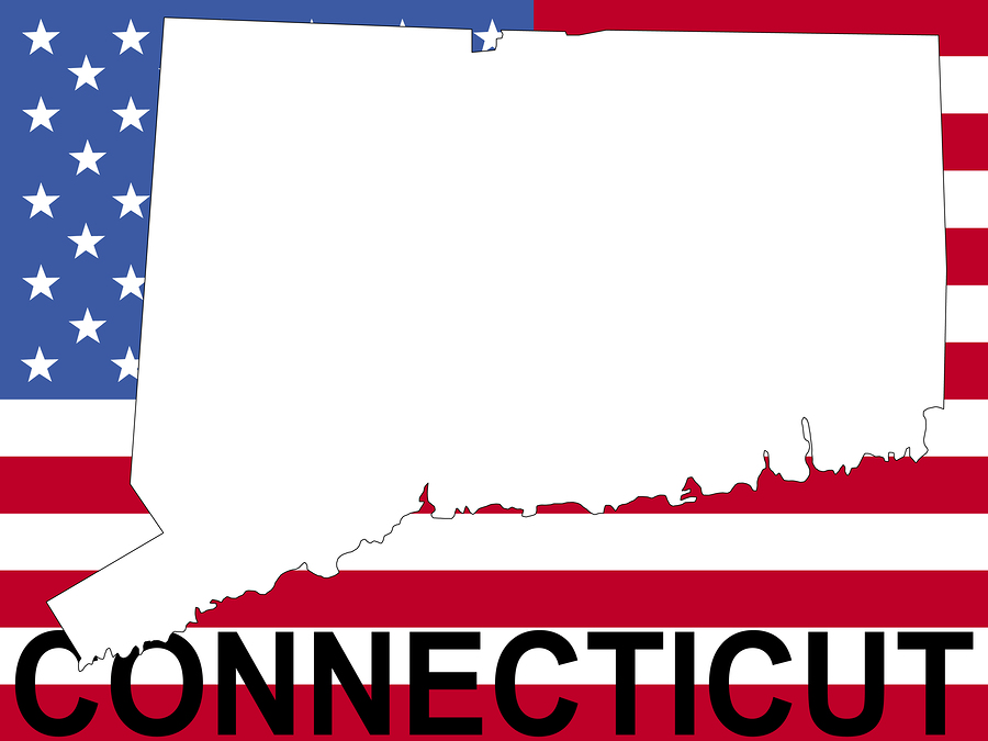 map of Connecticut on American flag illustration JPG