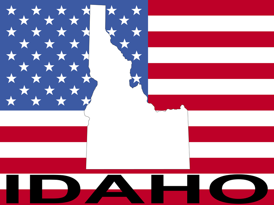 map of Idaho on American flag illustration JPG
