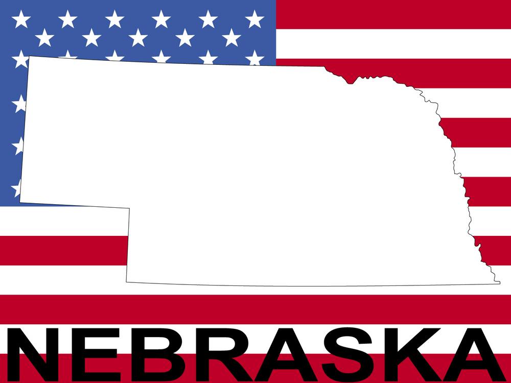 map of Nebraska on American flag illustration