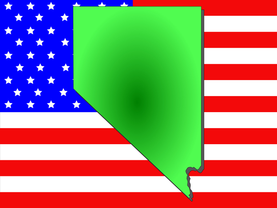 Map of the State of Nevada and American flag