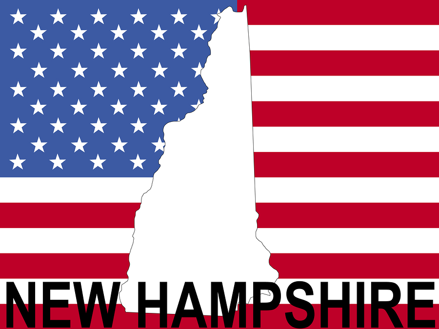 map of New hampshire on American flag illustration JPG