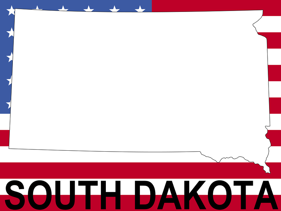 map of South Dakota on American flag illustration JPG