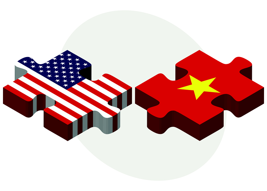 Vector Image - USA and Vietnam Flags in puzzle isolated on white background.