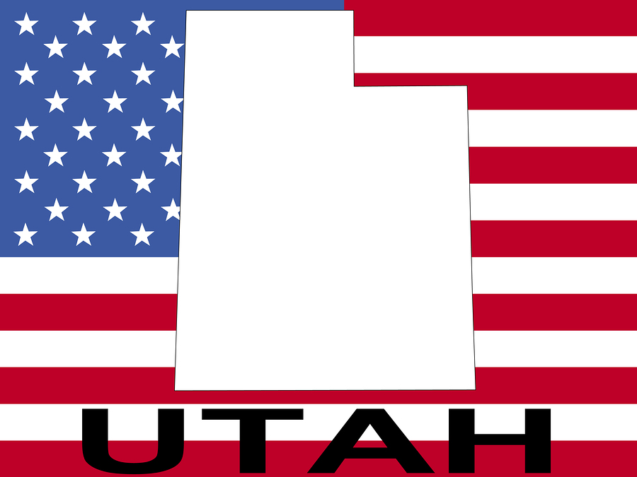 map of Utah on American flag illustration