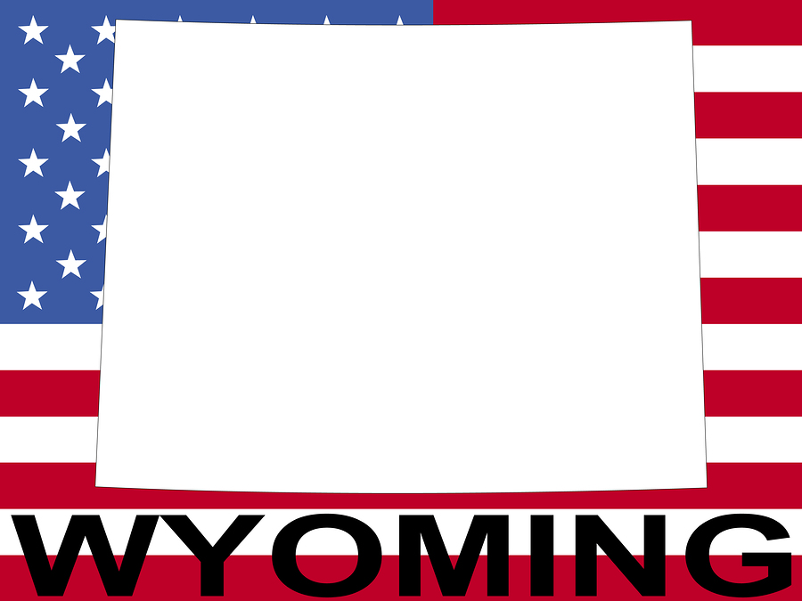 map of Wyoming on American flag illustration